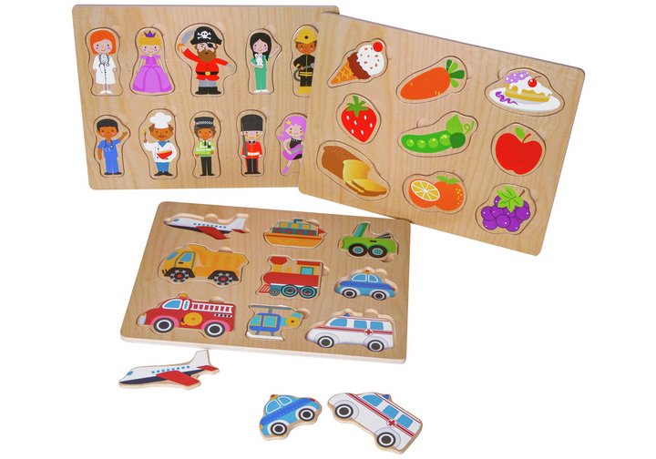 Chad Valley PlaySmart Wooden Puzzles - 3 Pack