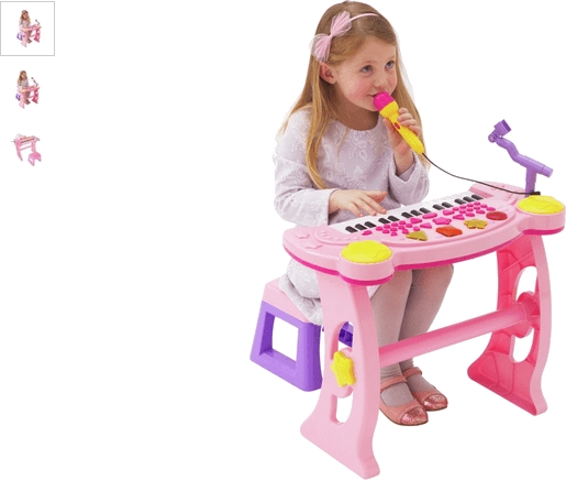 Chad Valley Sing Along Keyboard, Stand and Stool - Pink