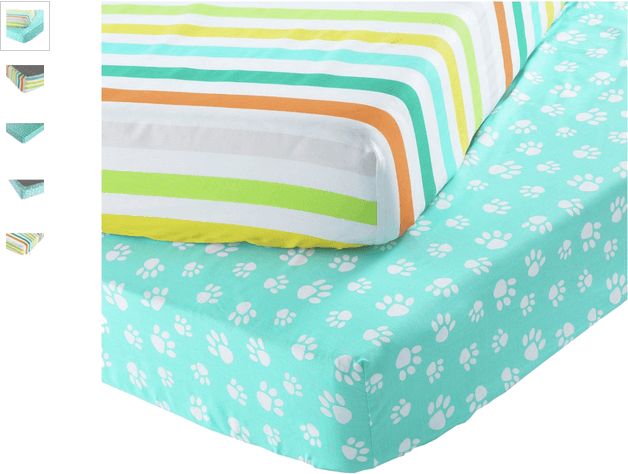 Chad Valley Stripe and Paw Fitted Sheets - Toddler