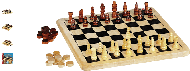 Chad Valley Wooden Chess and Draughts Board Game