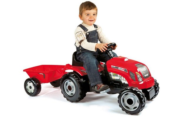 Smoby Red Tractor with Trailer