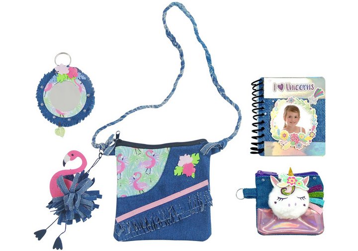 Chad Valley Be U Flamingo and Unicorn Denim Bag Set